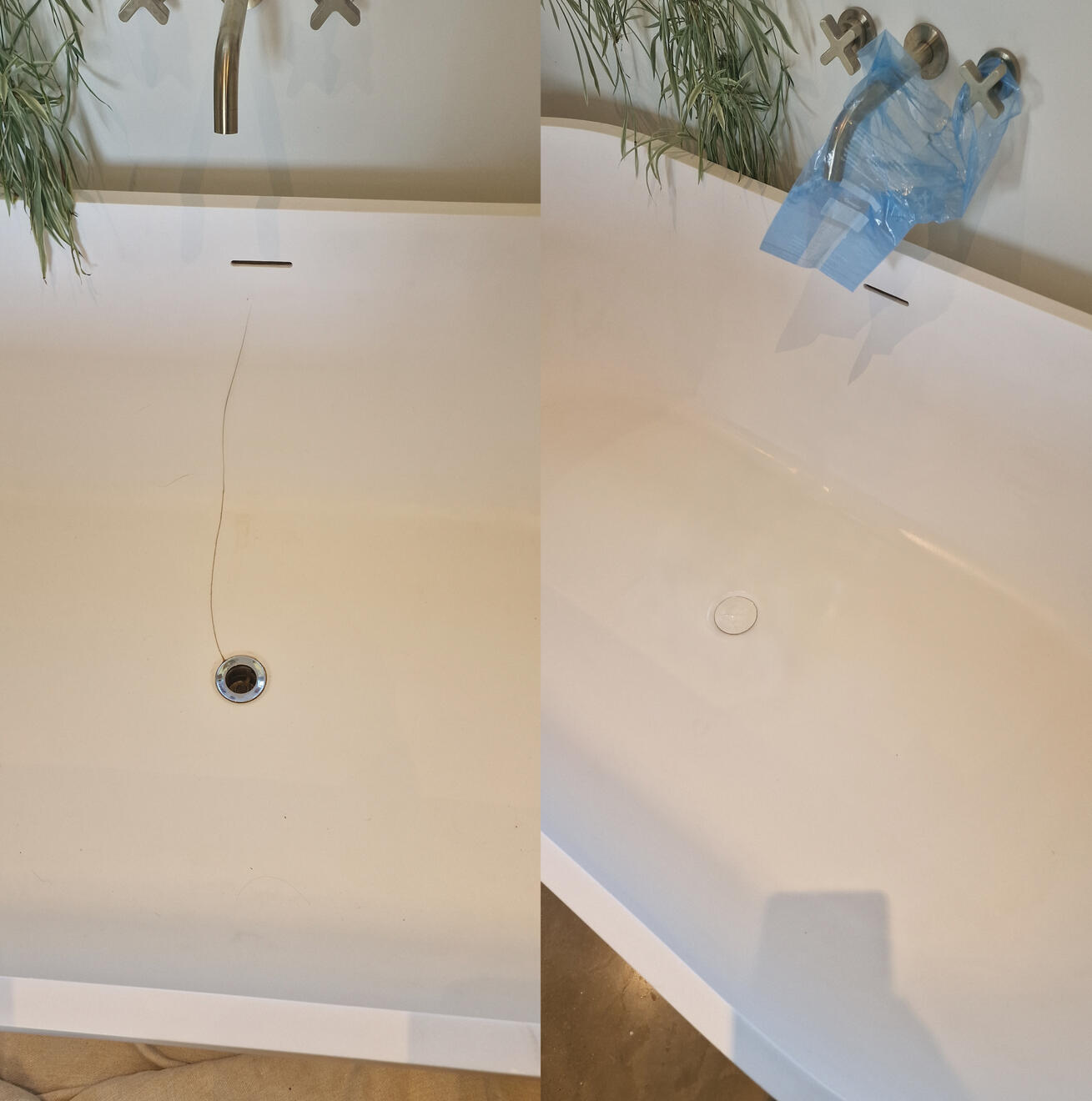 Reinforced stone resin bath crack repair in Swindon