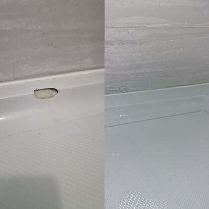 before and after picture of a stone resin crack Repair completed in Swindon Wiltshire