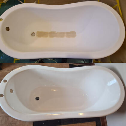 before and after picture of a stone resin crack Repair completed in Swindon Wiltshire