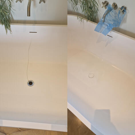before and after picture of a stone resin crack Repair completed in Swindon Wiltshire