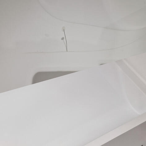 before and after picture of a shower Tray crack Repair completed in Swindon Wiltshire